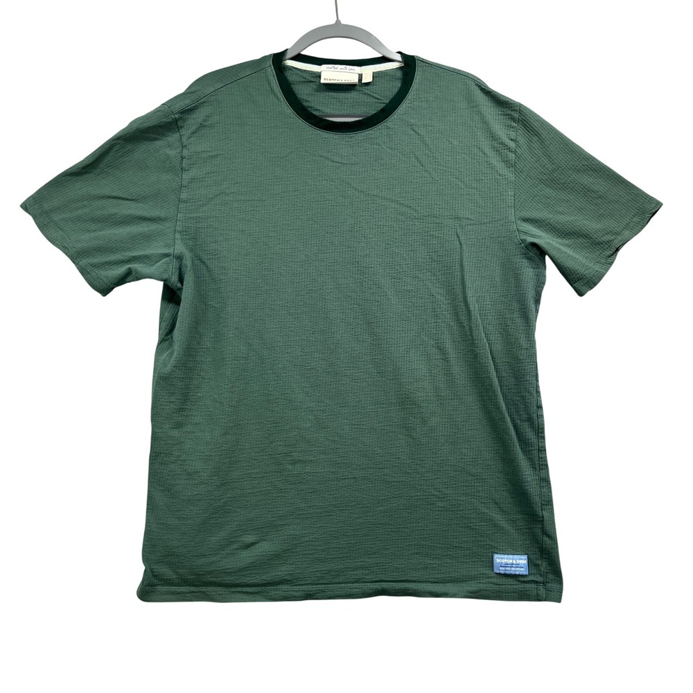 Scotch & Soda T-Shirt Mens XL Green Textured Waffle Knit Short Sleeve Casual Tee